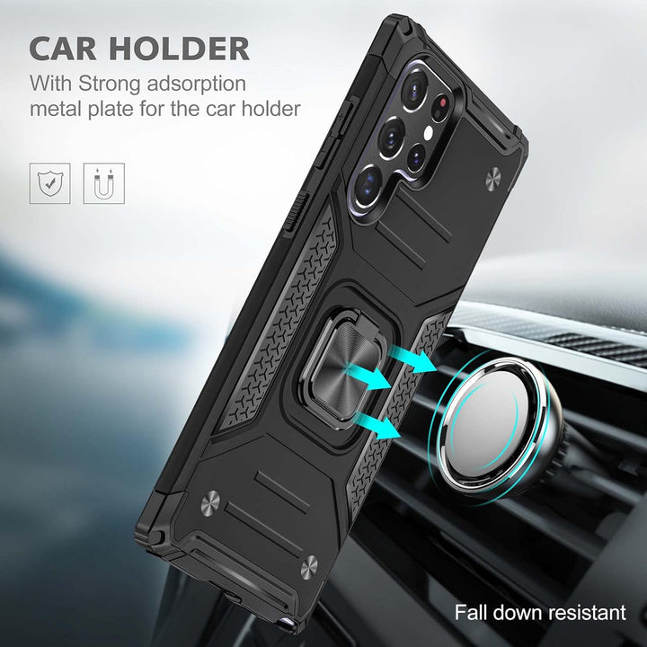 Military Grade Shockproof Phone Case With 360° Rotatable Stand Drop Protection Full Body