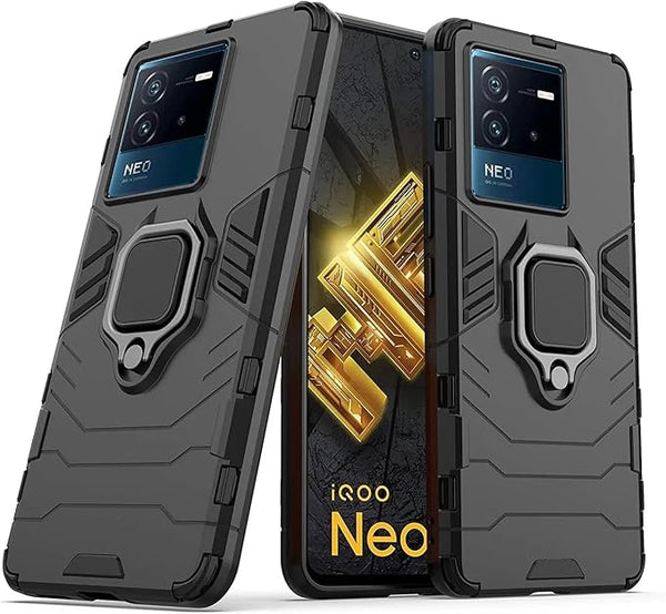 Aykiz Dual Layer Armor Defender Full Body Protective Back Case for IQOO Neo 6 5G Black