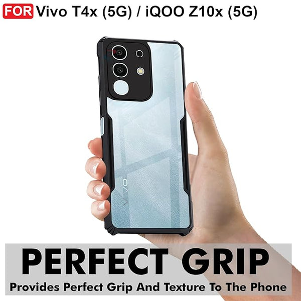 Vivo T4X 5G/IQOO Z10X 5G Back Case All four-sided drop protection Back Cover in Black Colour (Pack of 2)