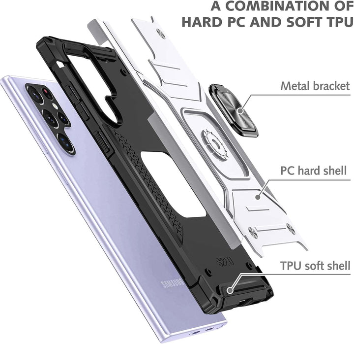 Military Grade Shockproof Phone Case With 360° Rotatable Stand Drop Protection Full Body