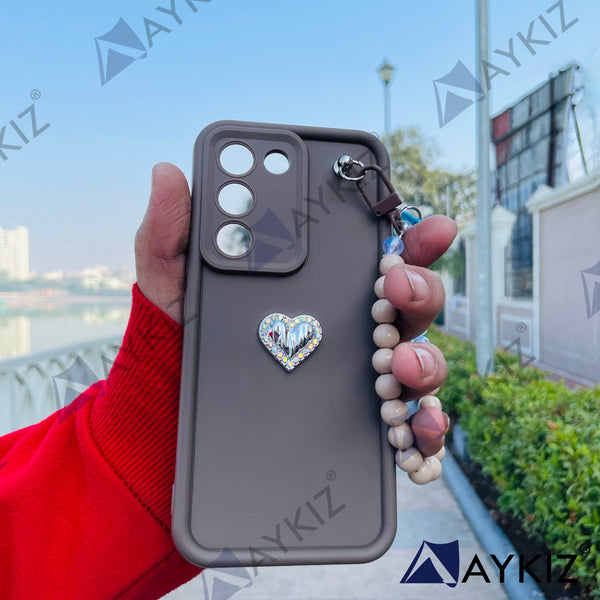 Decorative Heart Silicon Camera Protective Chain Case Back Cover for Xiaomi/Redmi