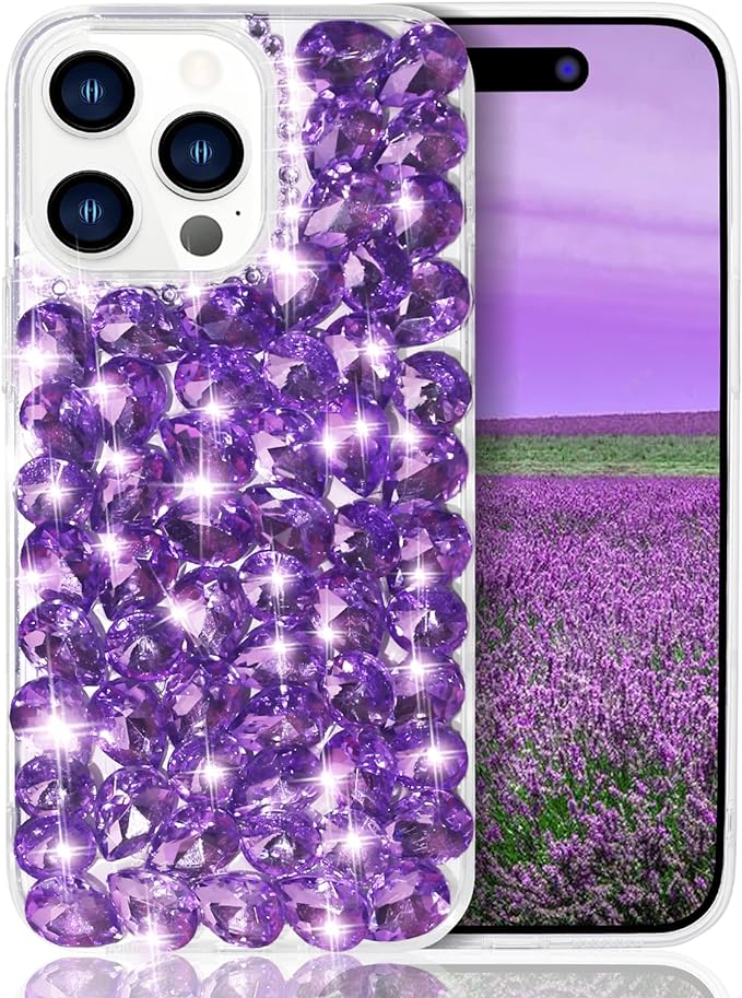 AYKIZ Designed for Women Profile Girly 3D Glitter Bling Sparkle Case Luxury Shiny Crystal Rhinestone Diamond Bumper Clear Glitter Case