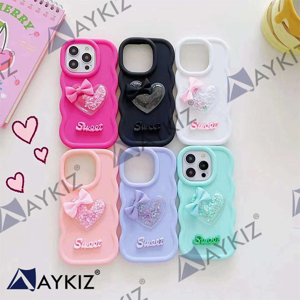 Cute Heart Design Soft Curved Case Protective Back Cover for Vivo