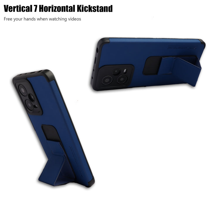 AYKIZ Designed For Redmi Note 12 Pro 5G Magnetic Stand & Holder, Vertical & Horizontal Hand Strap Multi Kickstand,Finger Strap Back Cover