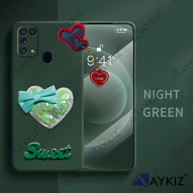 Aykiz Soft Heart Keychain Star Glitter Back Cover for Samsung Galaxy M31