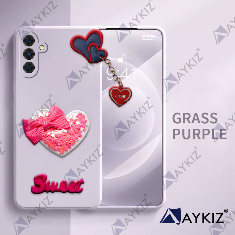 Aykiz Soft Heart Keychain Star Glitter Back Cover for Samsung Galaxy S25 FE