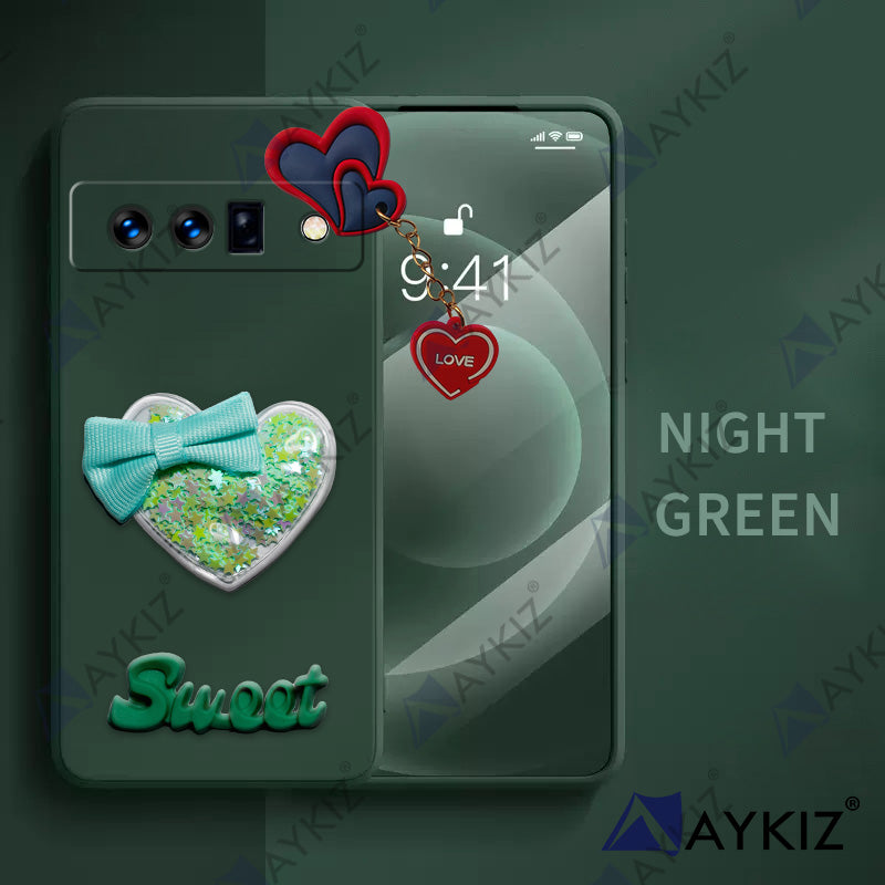 Aykiz Soft Heart Keychain Star Glitter Back Cover for Google Pixel 6 Pro