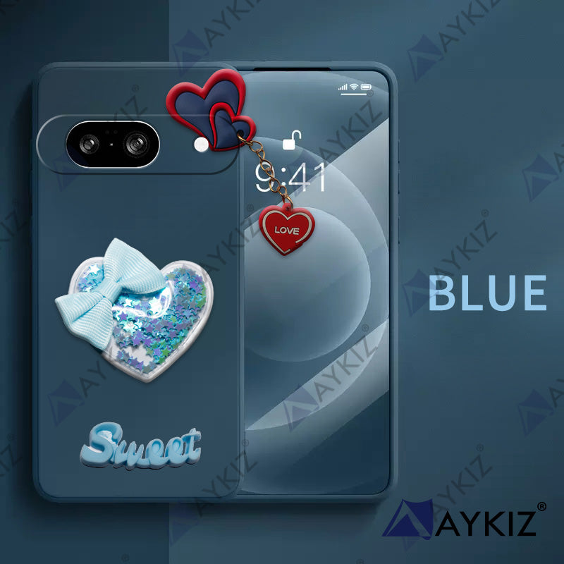 Aykiz Soft Heart Keychain Star Glitter Back Cover for Google Pixel 6A
