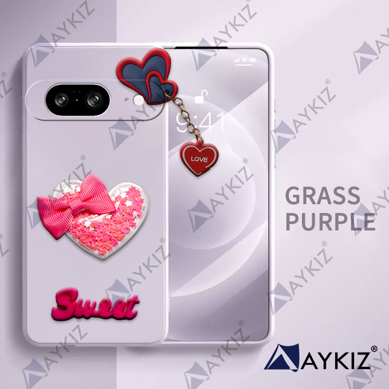 Aykiz Soft Heart Keychain Star Glitter Back Cover for Google Pixel 6