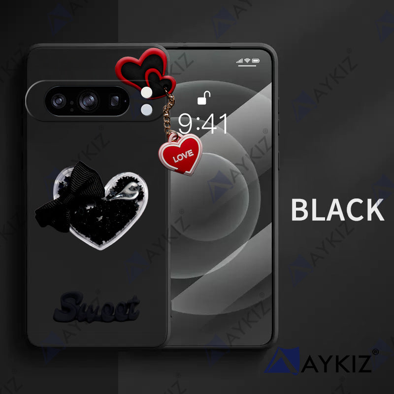 Aykiz Soft Heart Keychain Star Glitter Back Cover for Google Pixel 8 Pro