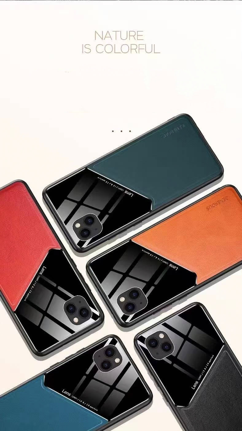 Premium Leather Texture Laminated Glass Back Case for Realme– Professional & Stylish Protection