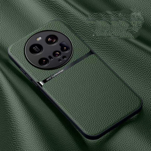 PU Leather Feel Magnetic Ring Back Case for IPhone (MagSafe Compatible)