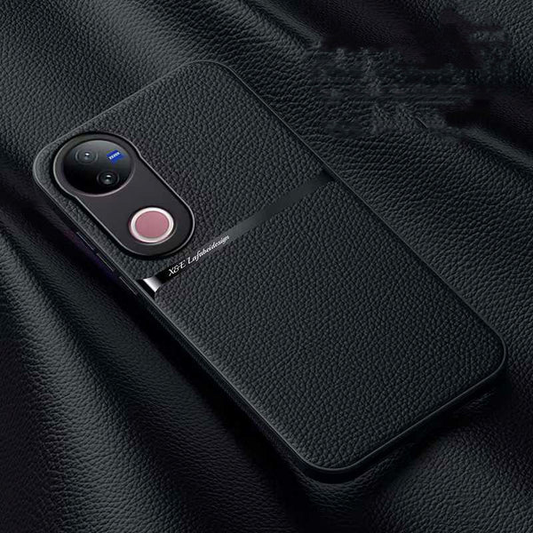 PU Leather Feel Magnetic Ring Back Case for Vivo (MagSafe Compatible)