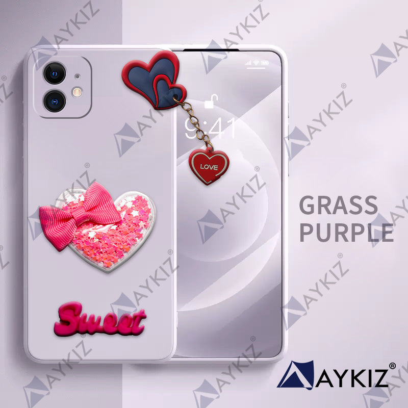 Aykiz Soft Heart Keychain Star Glitter Back Cover for IPhone 11