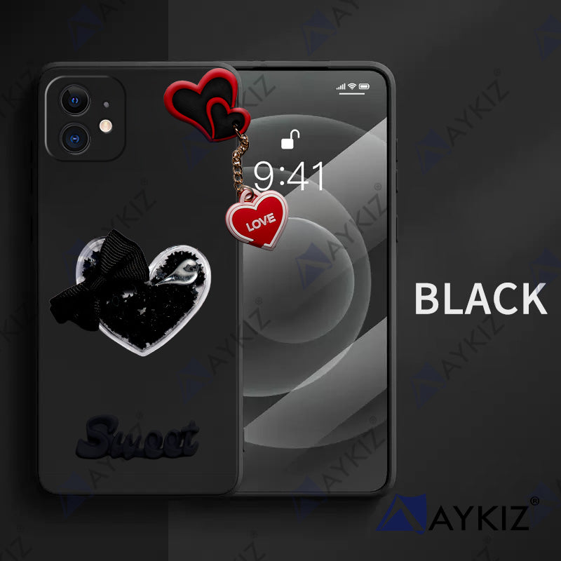 Aykiz Soft Heart Keychain Star Glitter Back Cover for IPhone 12