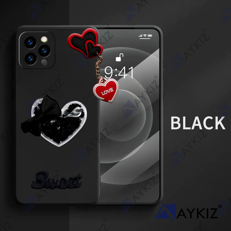 Aykiz Soft Heart Keychain Star Glitter Back Cover for IPhone 12 Pro