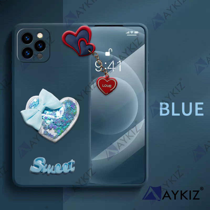 Aykiz Soft Heart Keychain Star Glitter Back Cover for IPhone 13 Pro Max