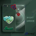 Aykiz Soft Heart Keychain Star Glitter Back Cover for IPhone 7 Plus