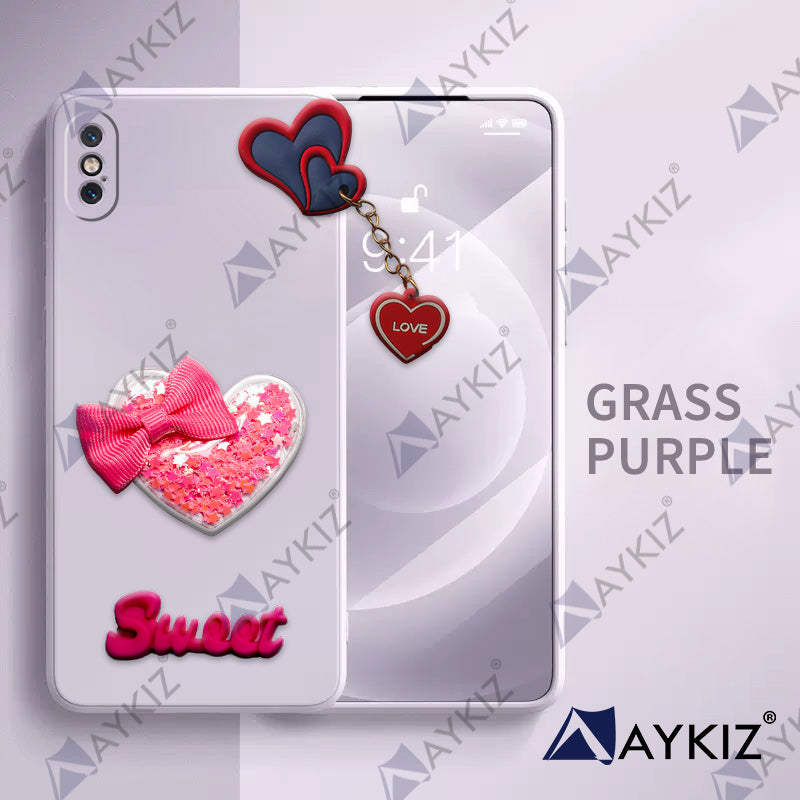 Aykiz Soft Heart Keychain Star Glitter Back Cover for IPhone Xs Max