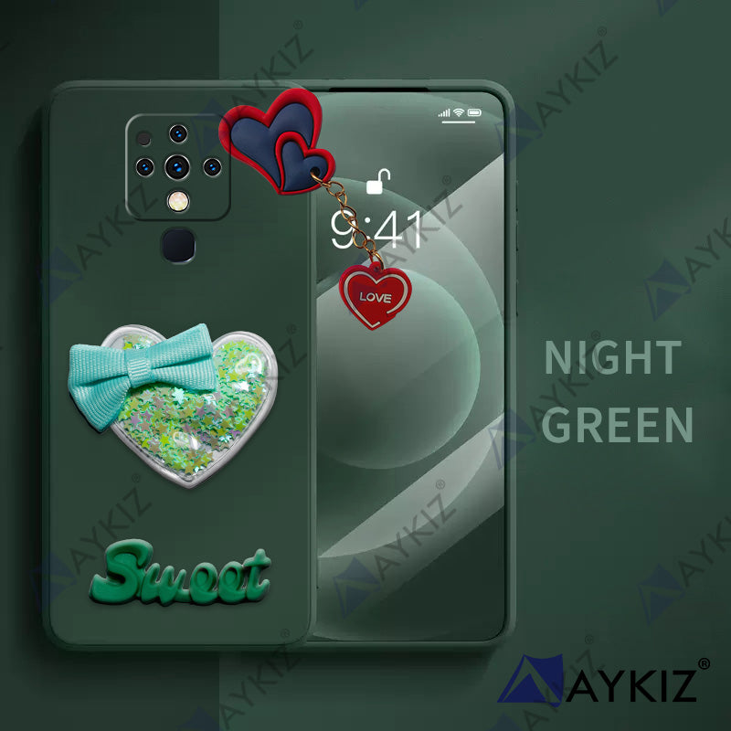 Aykiz Soft Heart Keychain Star Glitter Back Cover for Infinix Camon 16