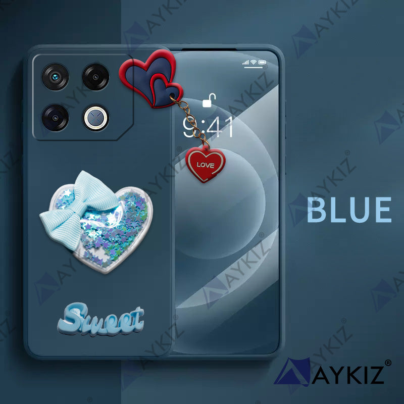 Aykiz Soft Heart Keychain Star Glitter Back Cover for Infinix GT 20 Pro