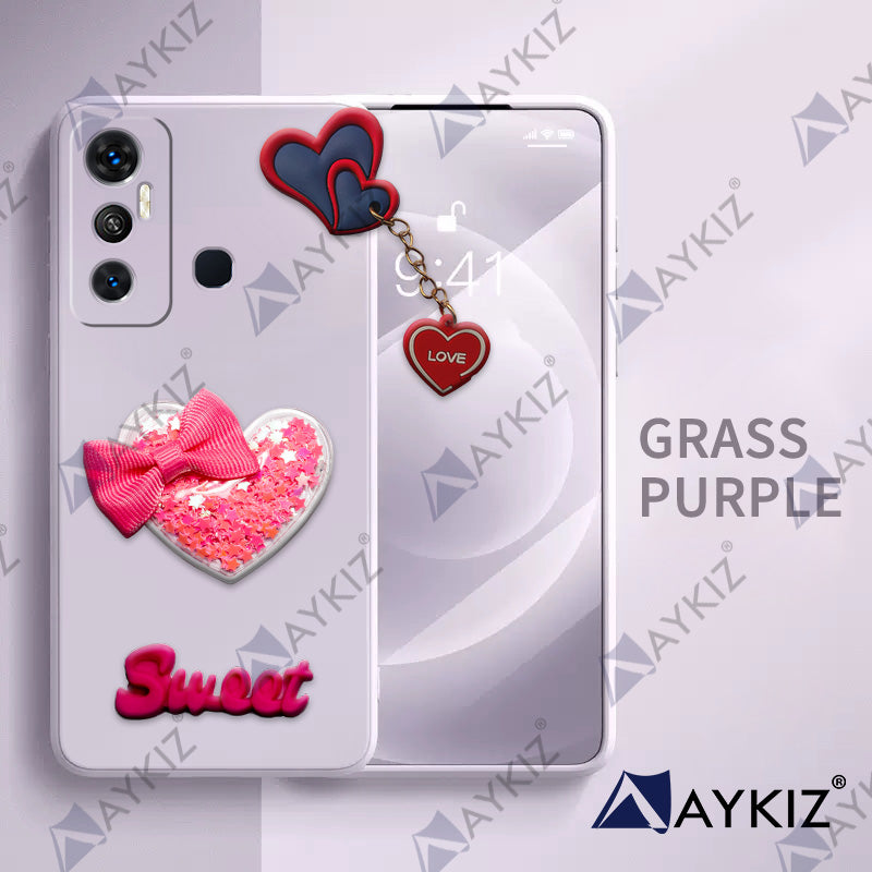 Aykiz Soft Heart Keychain Star Glitter Back Cover for Infinix Hot 11