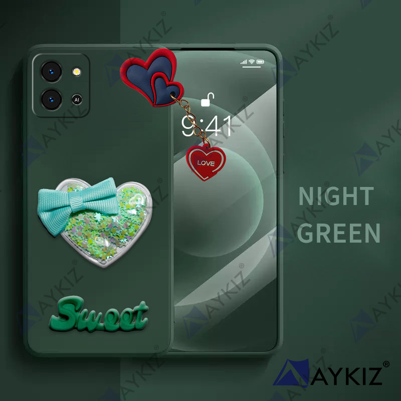 Aykiz Soft Heart Keychain Star Glitter Back Cover for Infinix Hot 11 2022