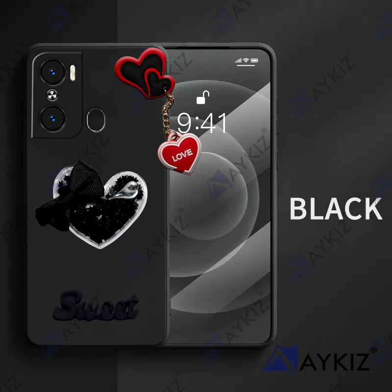 Aykiz Soft Heart Keychain Star Glitter Back Cover for Infinix Hot 12 Pro