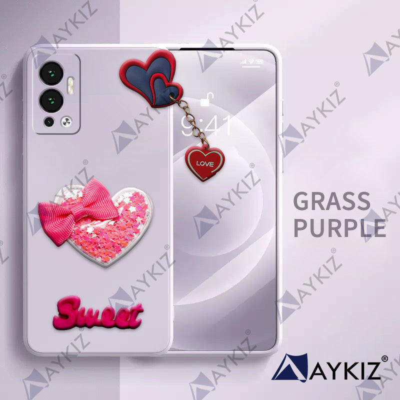 Aykiz Soft Heart Keychain Star Glitter Back Cover for Infinix Hot 12