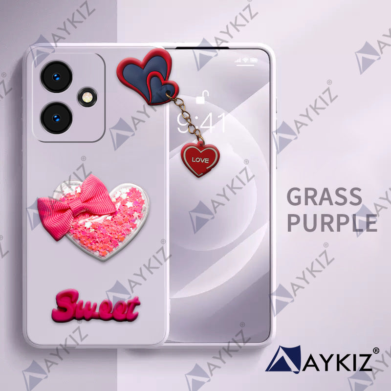 Aykiz Soft Heart Keychain Star Glitter Back Cover for Infinix Hot 30i