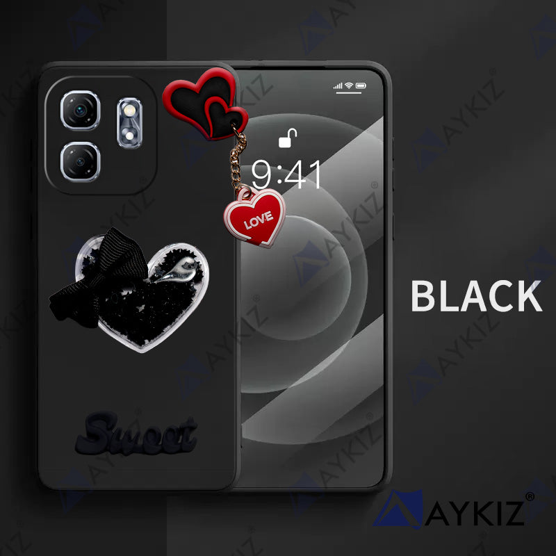 Aykiz Soft Heart Keychain Star Glitter Back Cover for Infinix Hot 50i 5G
