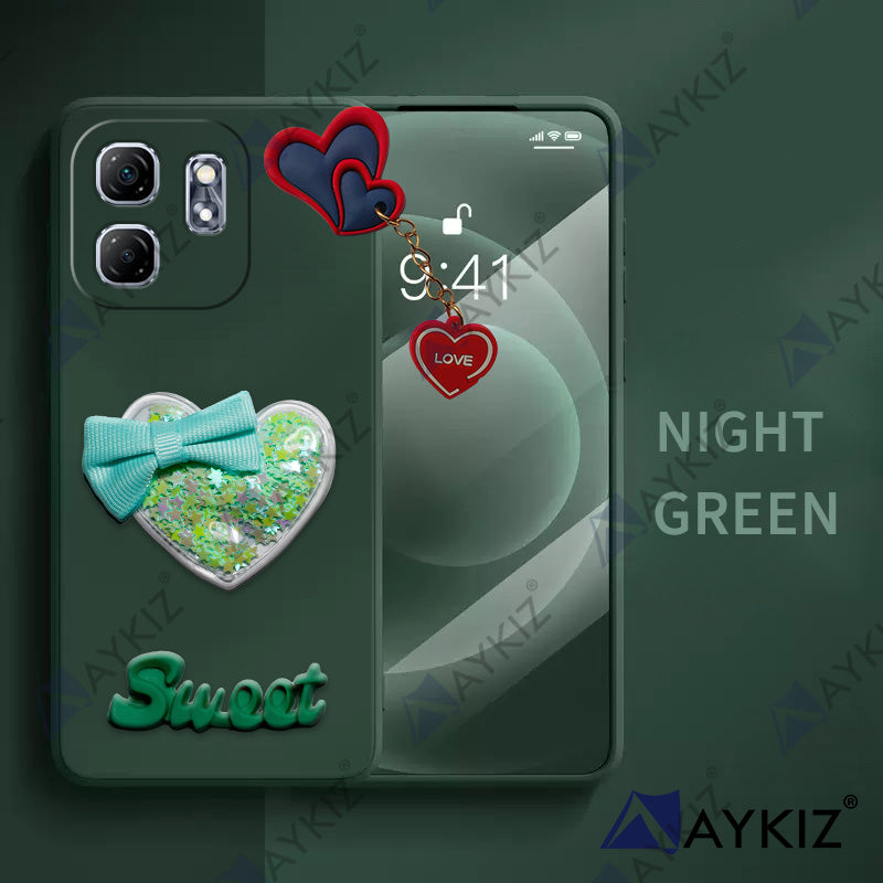 Aykiz Soft Heart Keychain Star Glitter Back Cover for Infinix Hot 50i 5G