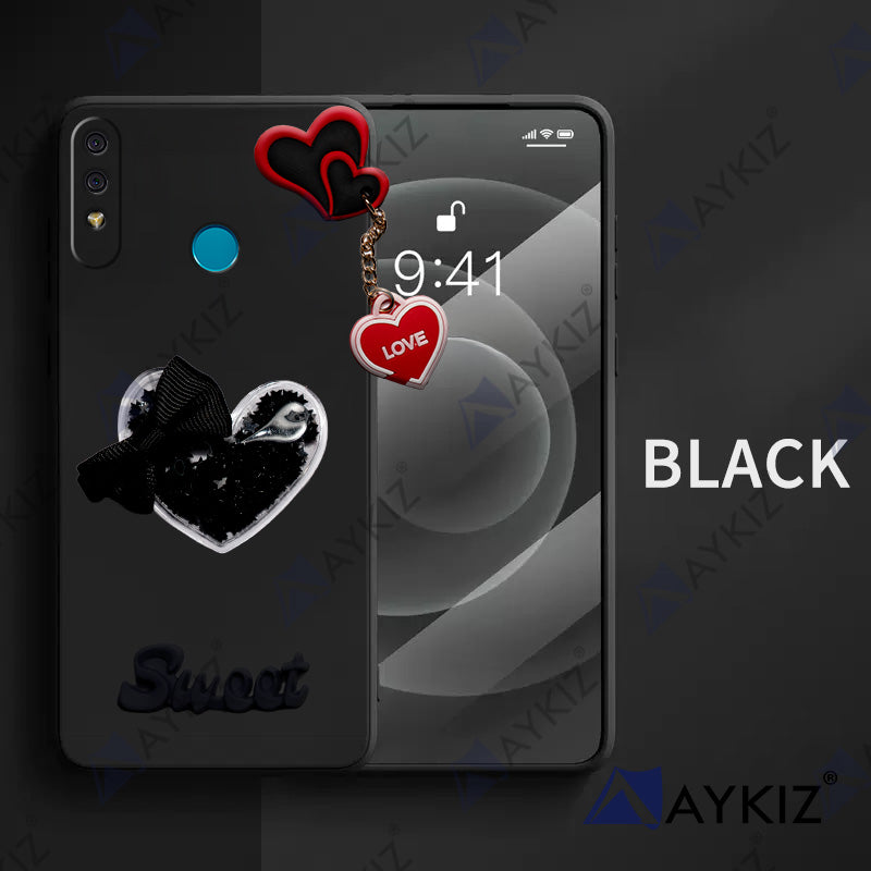 Aykiz Soft Heart Keychain Star Glitter Back Cover for Itel A56/A56 Pro
