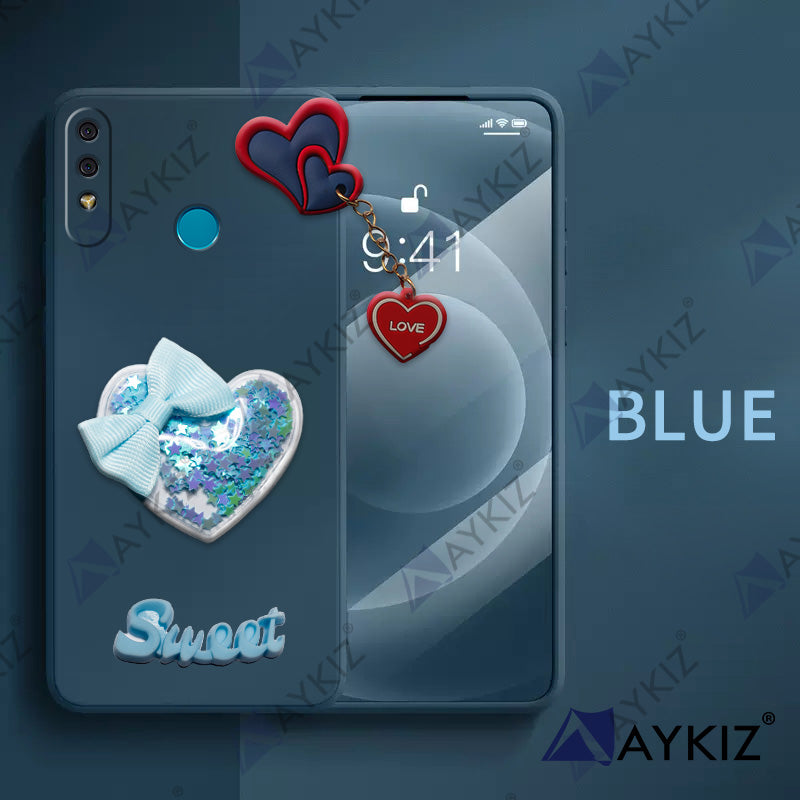 Aykiz Soft Heart Keychain Star Glitter Back Cover for Itel A56/A56 Pro