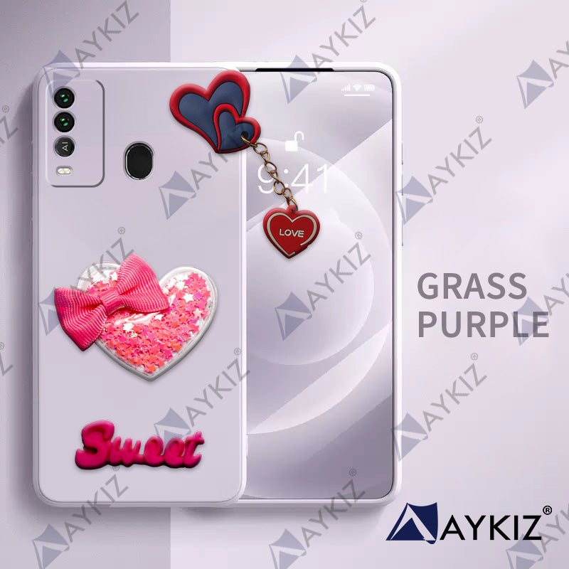 Aykiz Soft Heart Keychain Star Glitter Back Cover for Itel P37 Pro