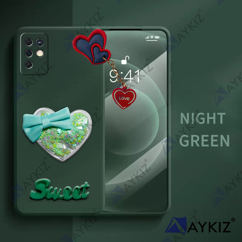 Aykiz Soft Heart Keychain Star Glitter Back Cover for Infinix Note 10