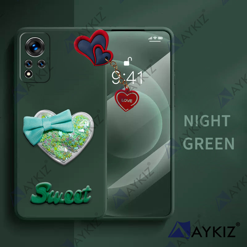 Aykiz Soft Heart Keychain Star Glitter Back Cover for Infinix Note 11