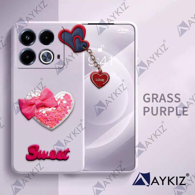 Aykiz Soft Heart Keychain Star Glitter Back Cover for Infinix Note 40