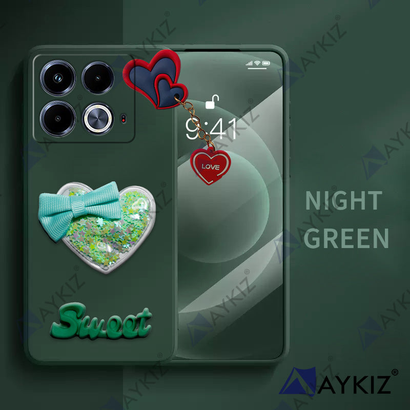 Aykiz Soft Heart Keychain Star Glitter Back Cover for Infinix Note 40