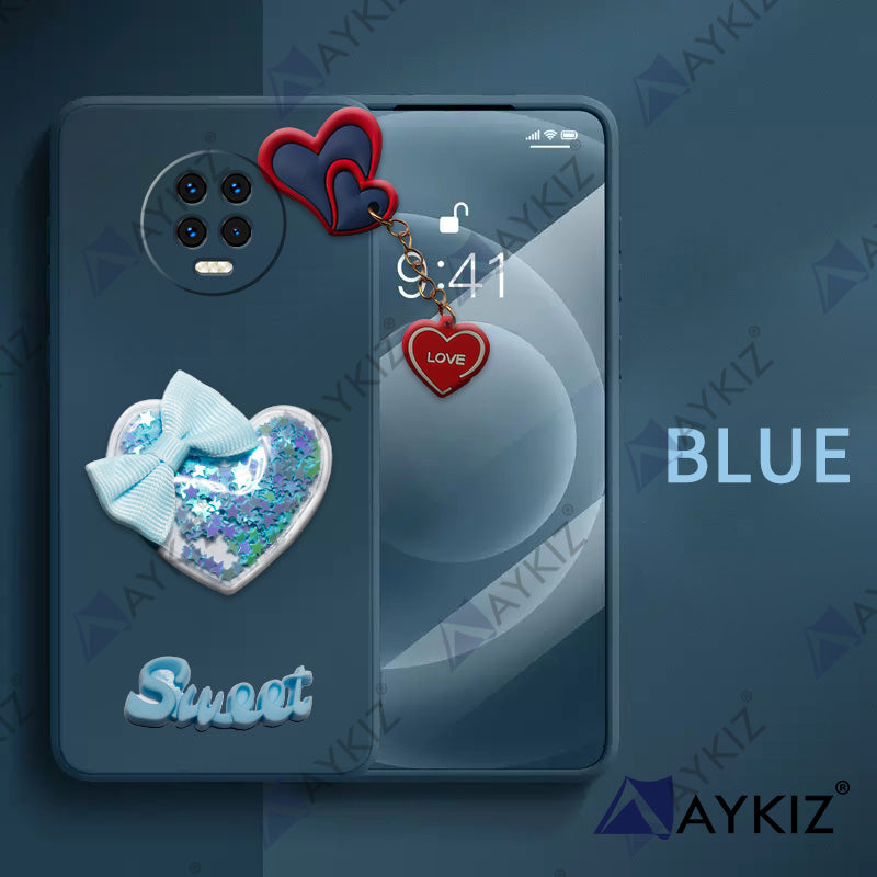 Aykiz Soft Heart Keychain Star Glitter Back Cover for Infinix Note 7