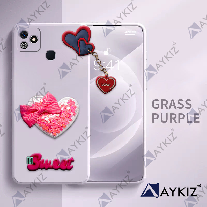 Aykiz Soft Heart Keychain Star Glitter Back Cover for Infinix Smart HD 2021