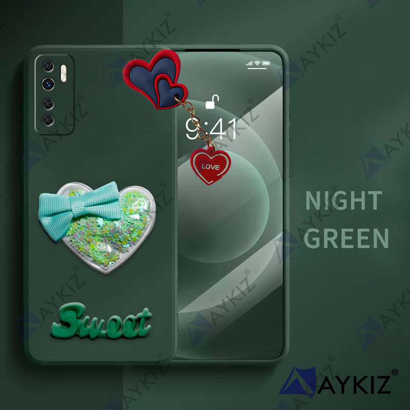 Aykiz Soft Heart Keychain Star Glitter Back Cover for Techno Camon 17P