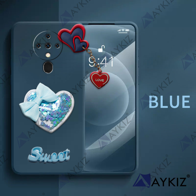 Aykiz Soft Heart Keychain Star Glitter Back Cover for Techno Spark 6