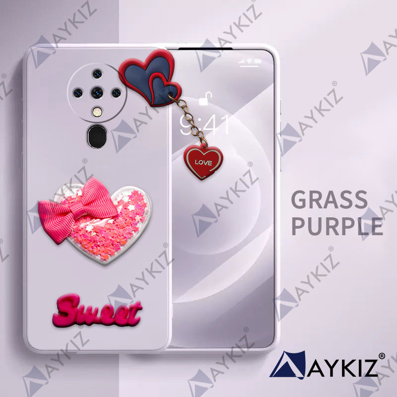 Aykiz Soft Heart Keychain Star Glitter Back Cover for Techno Spark 6