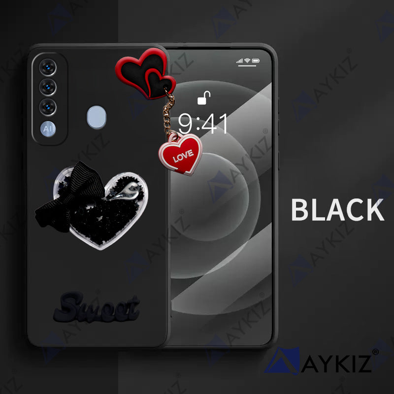 Aykiz Soft Heart Keychain Star Glitter Back Cover for Techno Spark 7 Pro