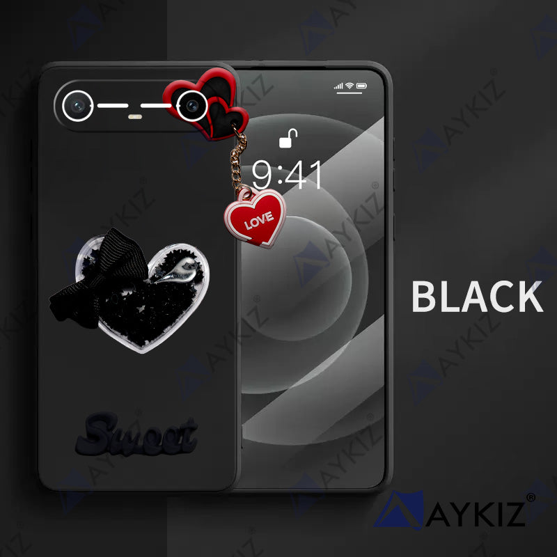 Aykiz Soft Heart Keychain Star Glitter Back Cover for Techno Spark Slim