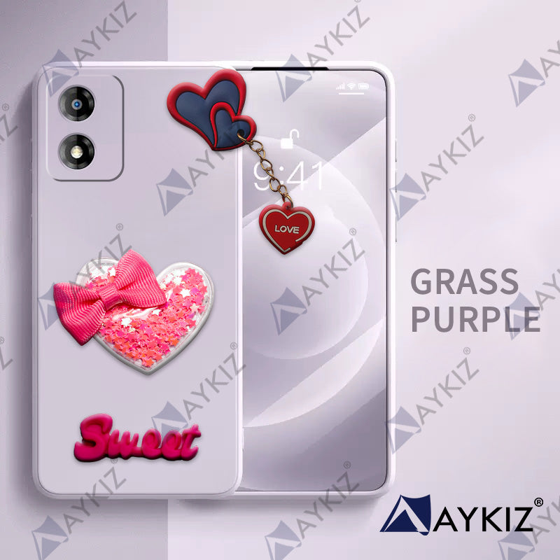 Aykiz Soft Heart Keychain Star Glitter Back Cover for Moto E13