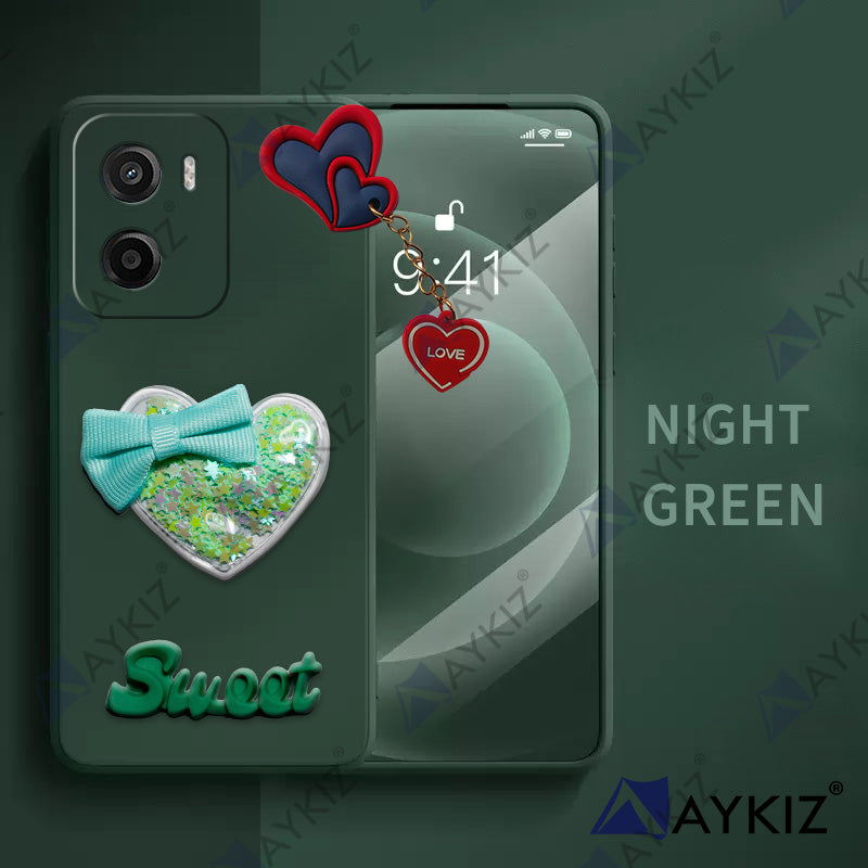 Aykiz Soft Heart Keychain Star Glitter Back Cover for Moto E15