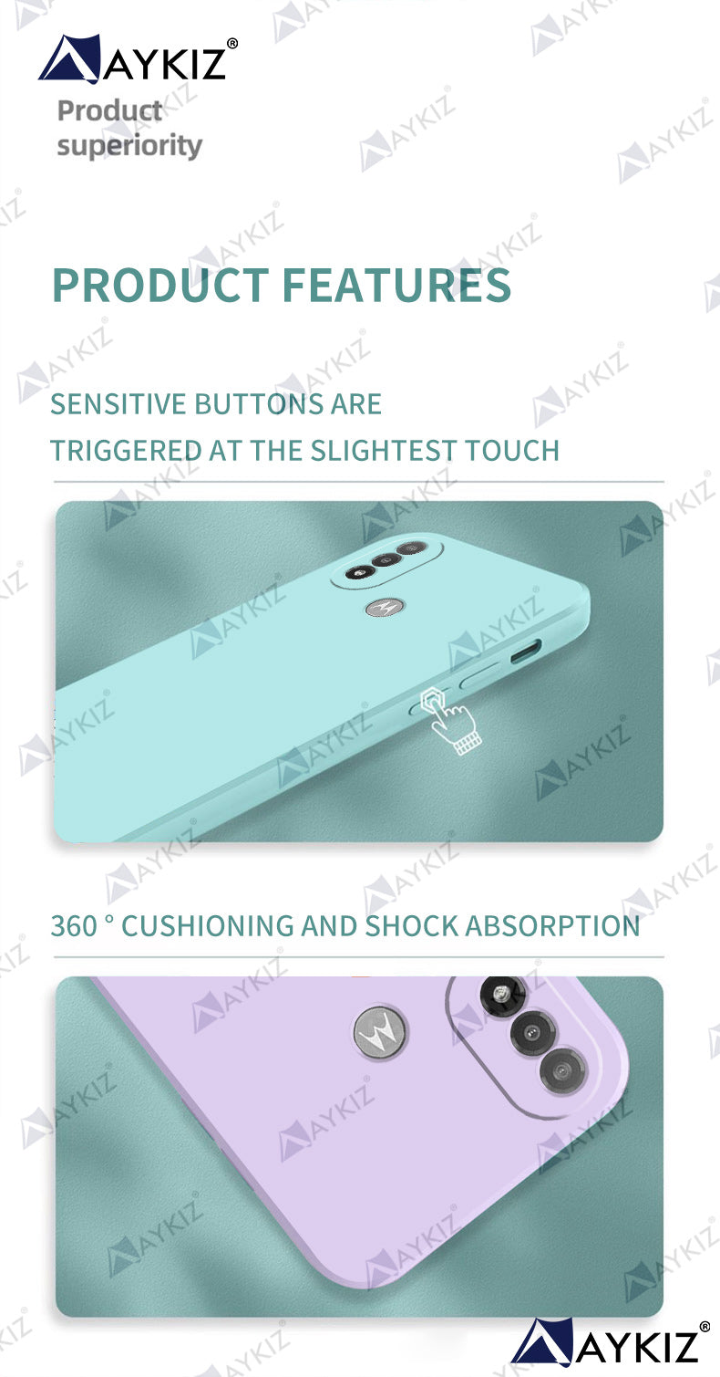 Aykiz Soft Matte Silicone Back Cover Inside Cloth with Camera Protection for Moto E20