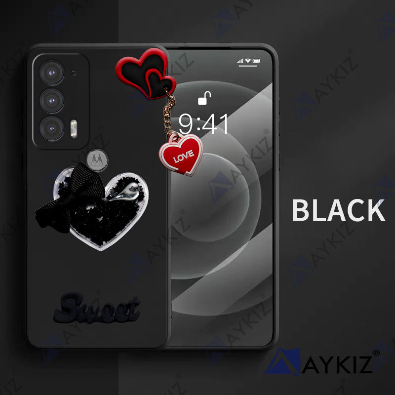 Aykiz Soft Heart Keychain Star Glitter Back Cover for Moto Edge 20